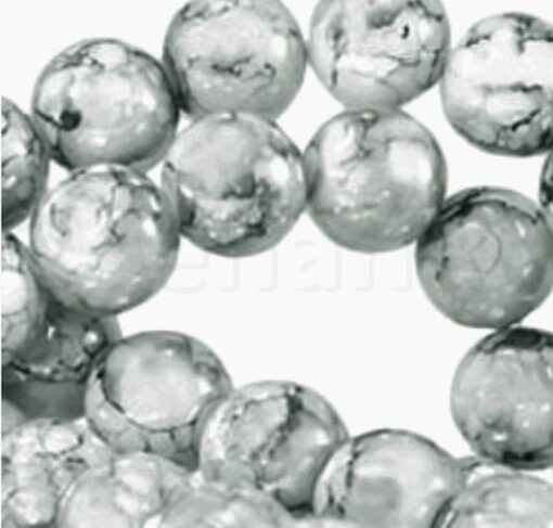 Glaskralen gemeleerd grijs wit rond 8mm