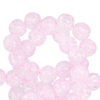 6mm glaskralen crackle Pink