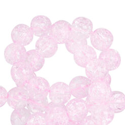 6mm glaskralen crackle Pink