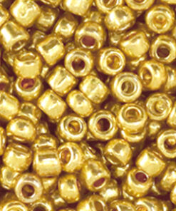 Glaskralen Rocailles 6/0 (4mm) Metallic shine yellow gold