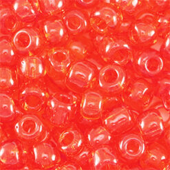 Glaskralen Rocailles 6/0 (4mm) Transparent red