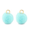 Pompom bedels met oog 10mm Gold-aquamarine blue