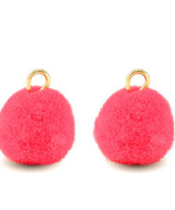 Pompom bedels met oog 10mm Gold-orange peel