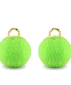 Pompom bedels met oog 10mm Gold-neon green