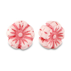 Czech kraal bloem 9mm Amarena red-white
