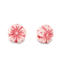 Czech kraal bloem 7mm Amarena red-white