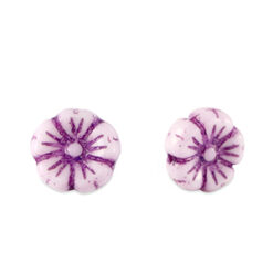 Czech kraal bloem 7mm Imperial purple-white