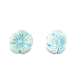 Czech kraal bloem 7mm Light blue metallic-white