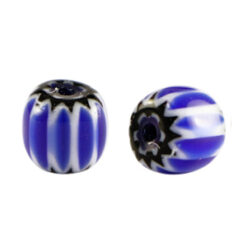 Millefiori kraal tube Blue 6x7mm