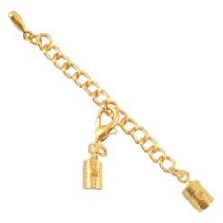 DQ metaal verlengketting set met karabijnslot en 3mm klem Goud (nikkelvrij)