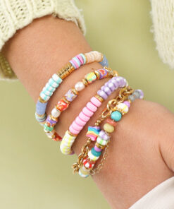 Polymeer kralen rondellen 6mm licht peach