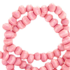 Houten kralen rond 6mm Nature hout-pink