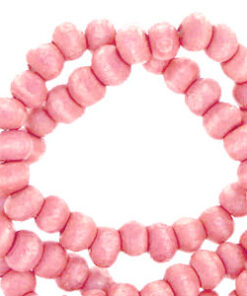 Houten kralen rond 6mm Nature hout-pink