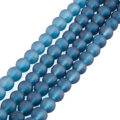Glaskralen Petrol blauw mat 10mm