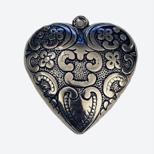 Metallook bedel barok hart 55x50mm antiek zilver