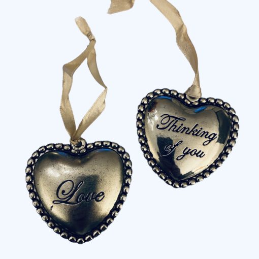 Metallook decoratie hart (2 stuks) 60mm