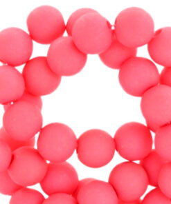 8mm acryl kralen matt Hot coral pink