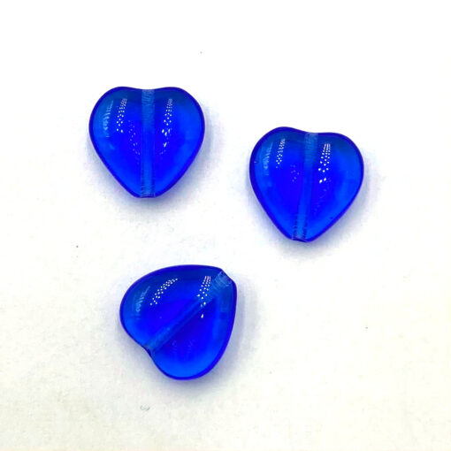 Glaskralen kobalt blauw hartje 5mm