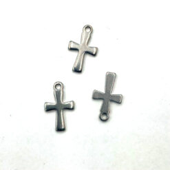 Roestvrij stalen RVS bedels kruis antiek zilver 11x6mm