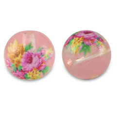 8mm glaskraal bloem Pink transparent-pink