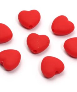 Acryl kralen hartje 10mm mat rood
