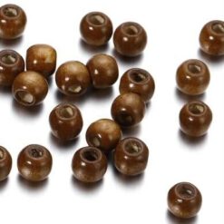 Vintage houten Kralen 11x12mm medium coffee