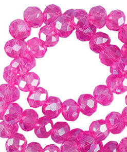 Top Facet kralen 6x4mm disc Fuchsia-pearl shine coating