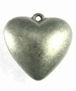 Metallook bedel hart antiek zilver mat 30mm
