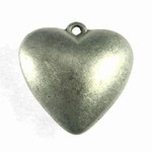 Metallook bedel hart antiek zilver mat 30mm