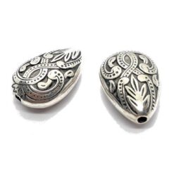 Metallook kraal barok druppel antiek zilver