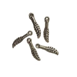 Metalen bedel blaadje 16x3mm antiek zilver