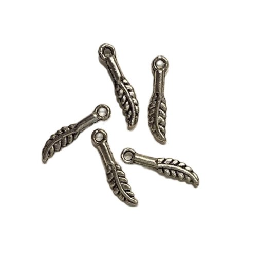Metalen bedel blaadje 16x3mm antiek zilver
