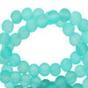 6mm glaskraal mat Turquoise