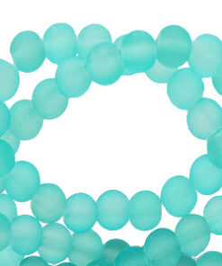 6mm glaskraal mat Turquoise