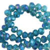 Top Facet kralen 6x4 mm disc Pacific blue-AB coating