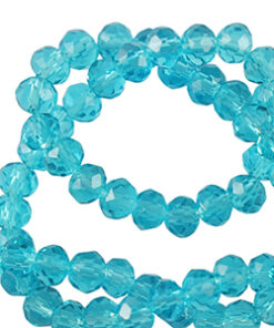 Top Facet kralen 6x4mm disc Azure turquoise blue