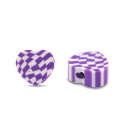 Polymeer kraal hart Purple-White