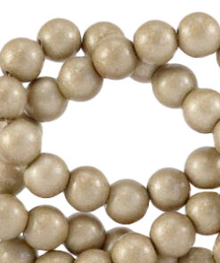 6mm glaskraal opaque Champagne grey metallic