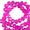 Top Facet kraal 3x2mm disc Fuchsia-pearl coating