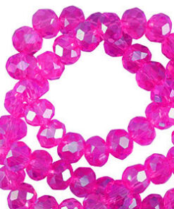 Top Facet kraal 3x2mm disc Fuchsia-pearl coating