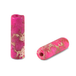 Natuursteen kralen tubes Fuchsia