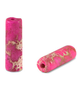 Natuursteen kralen tubes Fuchsia