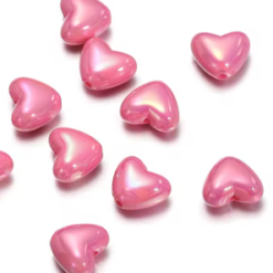 Acryl kralen hartje 9mm roze AB glans