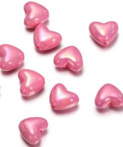 Acryl kralen hartje 9mm roze AB glans