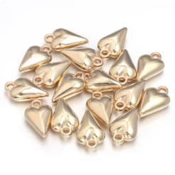 Metallook bedel hartje 11x19mm goud