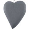 Houten bedel Hart 42x32mm grijs