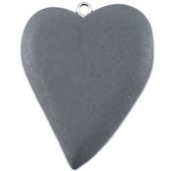 Houten bedel Hart 42x32mm grijs