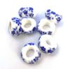 Kralen keramiek rondell White-Delft blue 14x9mm