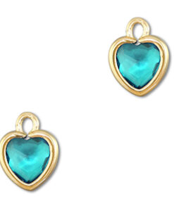 Bedel DQ metaal oud goud facet glas hartje in turquoise 6,5mm