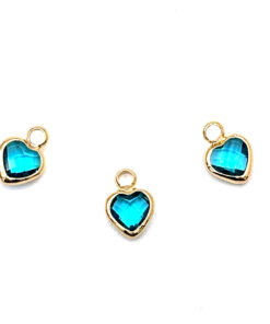 Bedel DQ metaal oud goud facet glas hartje in turquoise 6,5mm